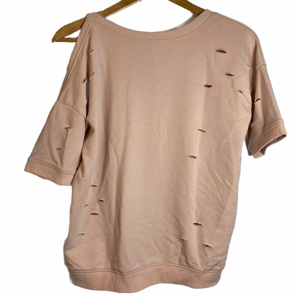 Central Park West Distressed Ripped Retro Peach T-Shirt Short Sleeve Small S - Picture 2 of 11